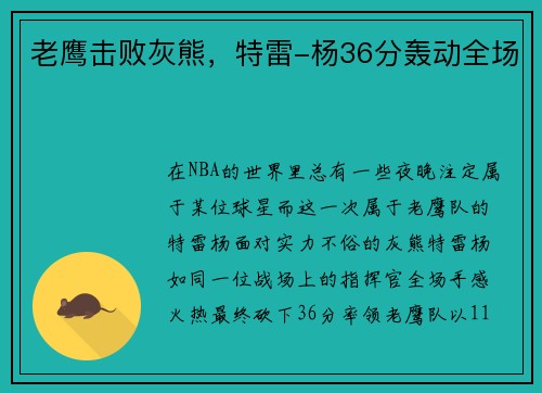老鹰击败灰熊，特雷-杨36分轰动全场